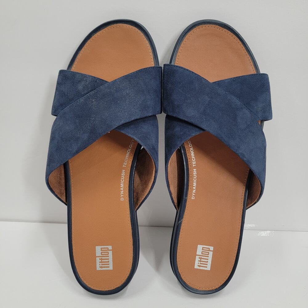 Fitflop Navy and Tan Slide Sandals